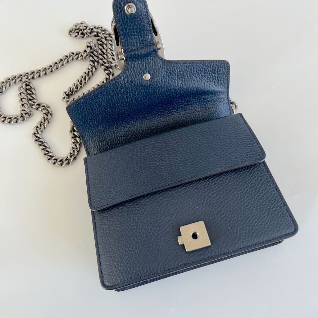 Gucci Navy Blue Leather Small Dionysus shoulder bag