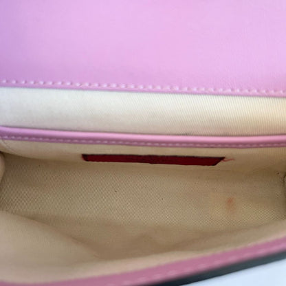 Valentino pink leather flap bag with rock studs