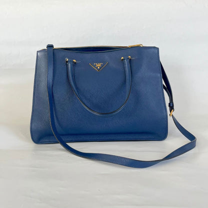 Prada Blue Saffiano Leather Handbag