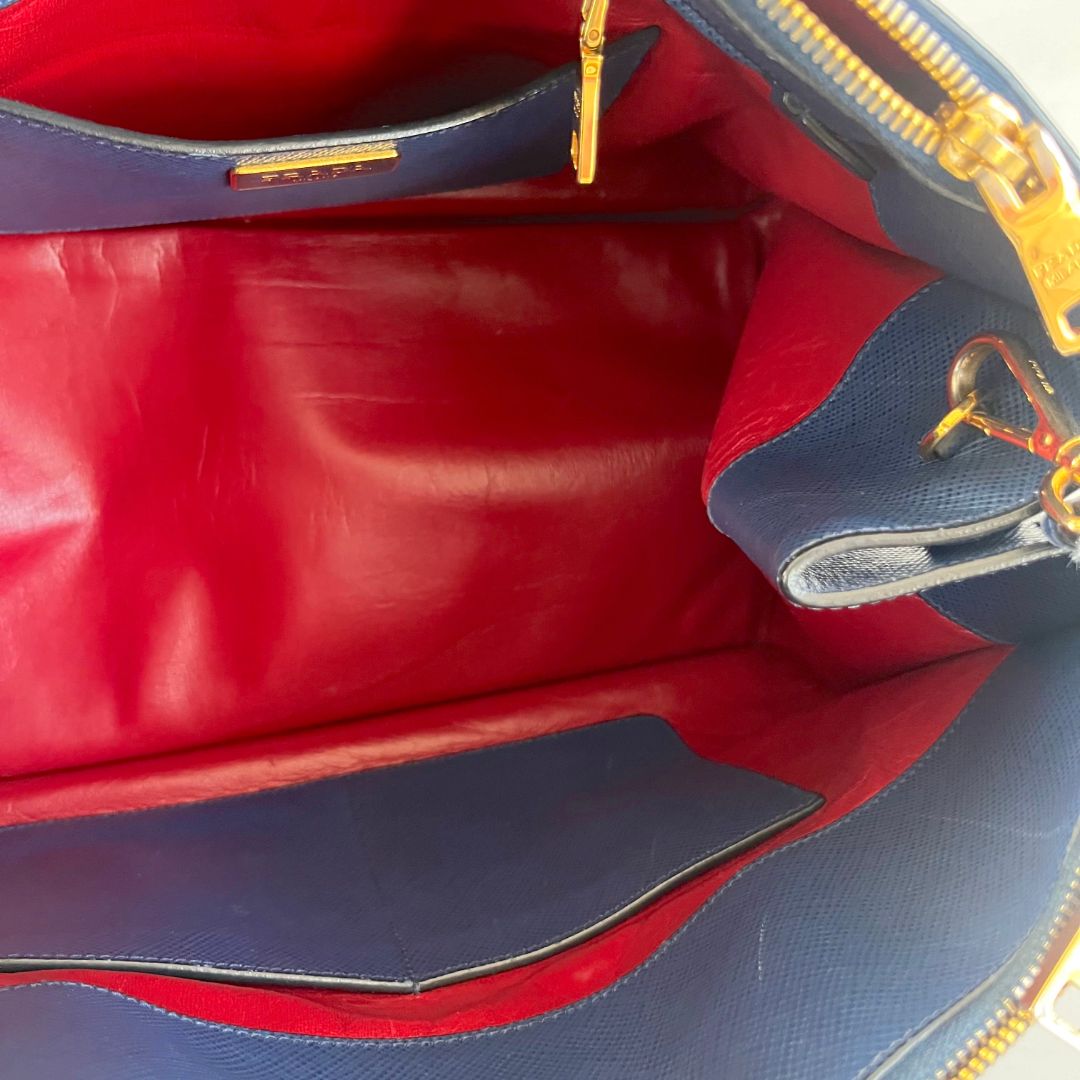 Prada Blue Saffiano Leather Handbag