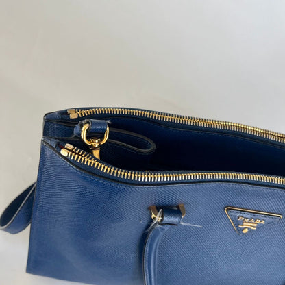 Prada Blue Saffiano Leather Handbag