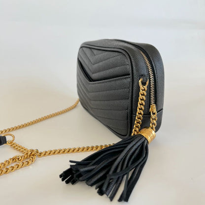 Saint Laurent Mini Lou Bag in Quilted Grain De Poudre Embossed Leather Bag