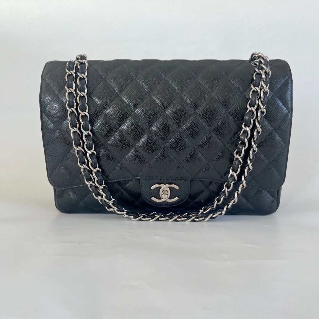 Chanel Black Maxi Classic Caviar Double Flap