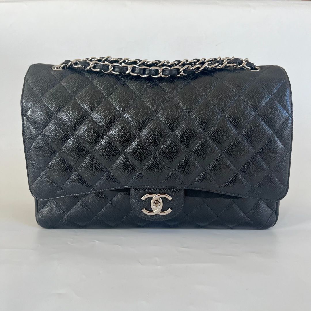 Chanel Black Maxi Classic Caviar Double Flap