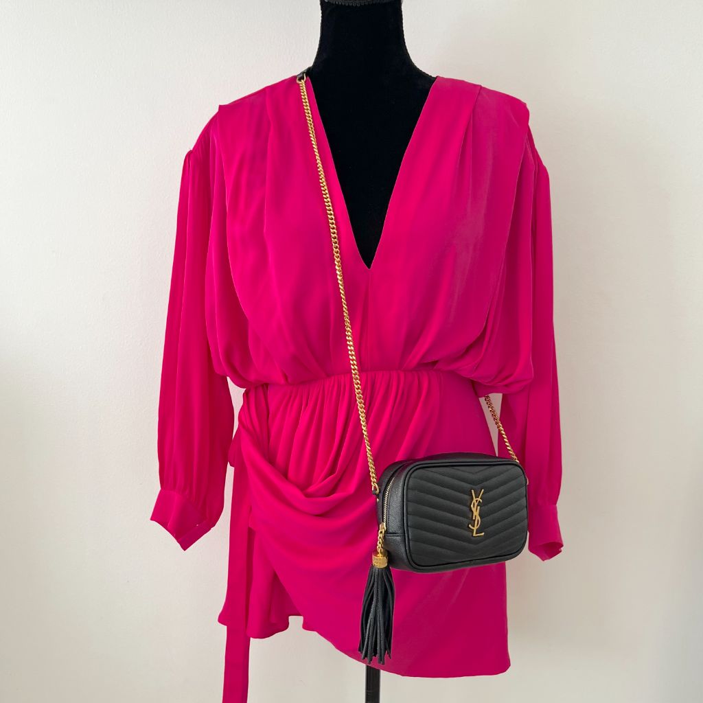 Saint Laurent Mini Lou Bag in Quilted Grain De Poudre Embossed Leather Bag