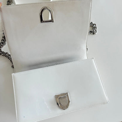 Dior Off White Micro Cannage Patent Leather Small Diorama Flap Bag