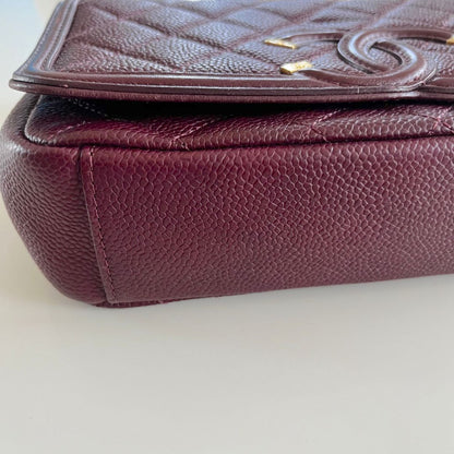 Chanel Burgundy CC Filigree Flap Small