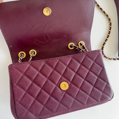 Chanel Burgundy CC Filigree Flap Small