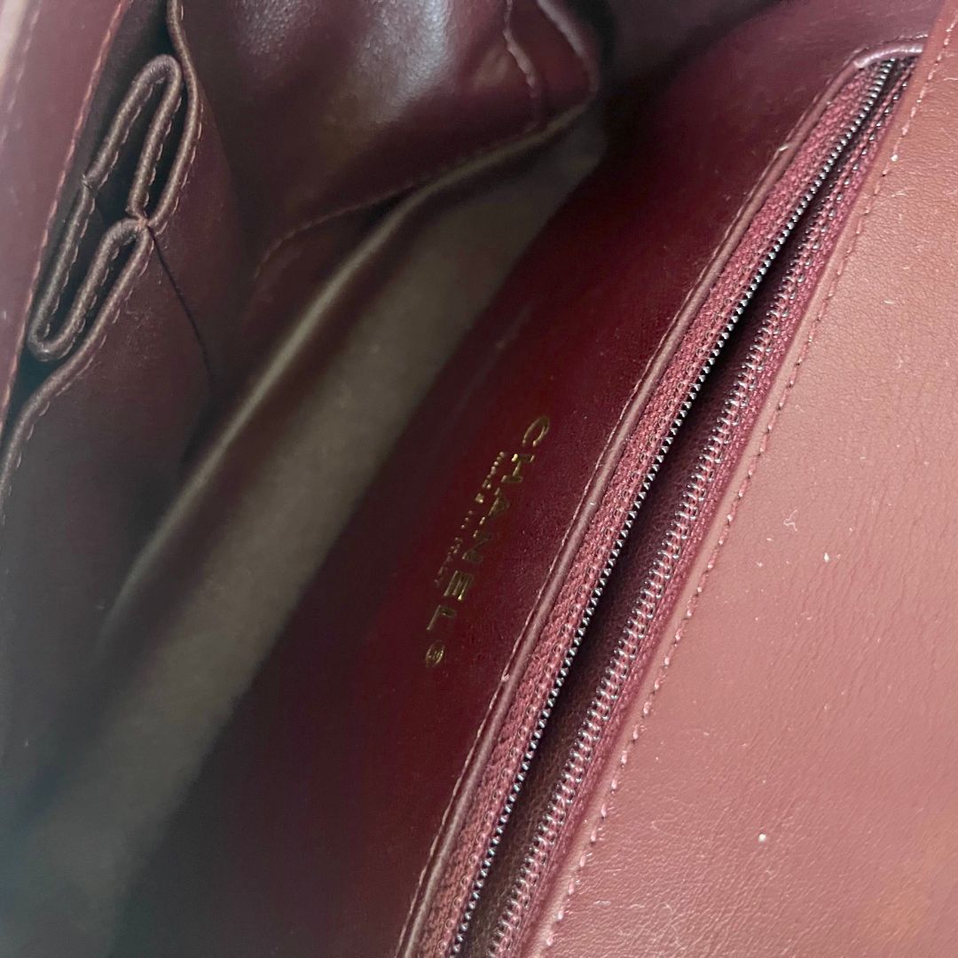 Chanel Burgundy CC Filigree Flap Small