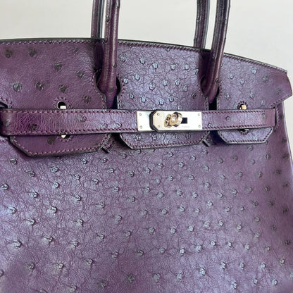 Hermès 30 Birkin Violet Ostrich Shoulder Bag