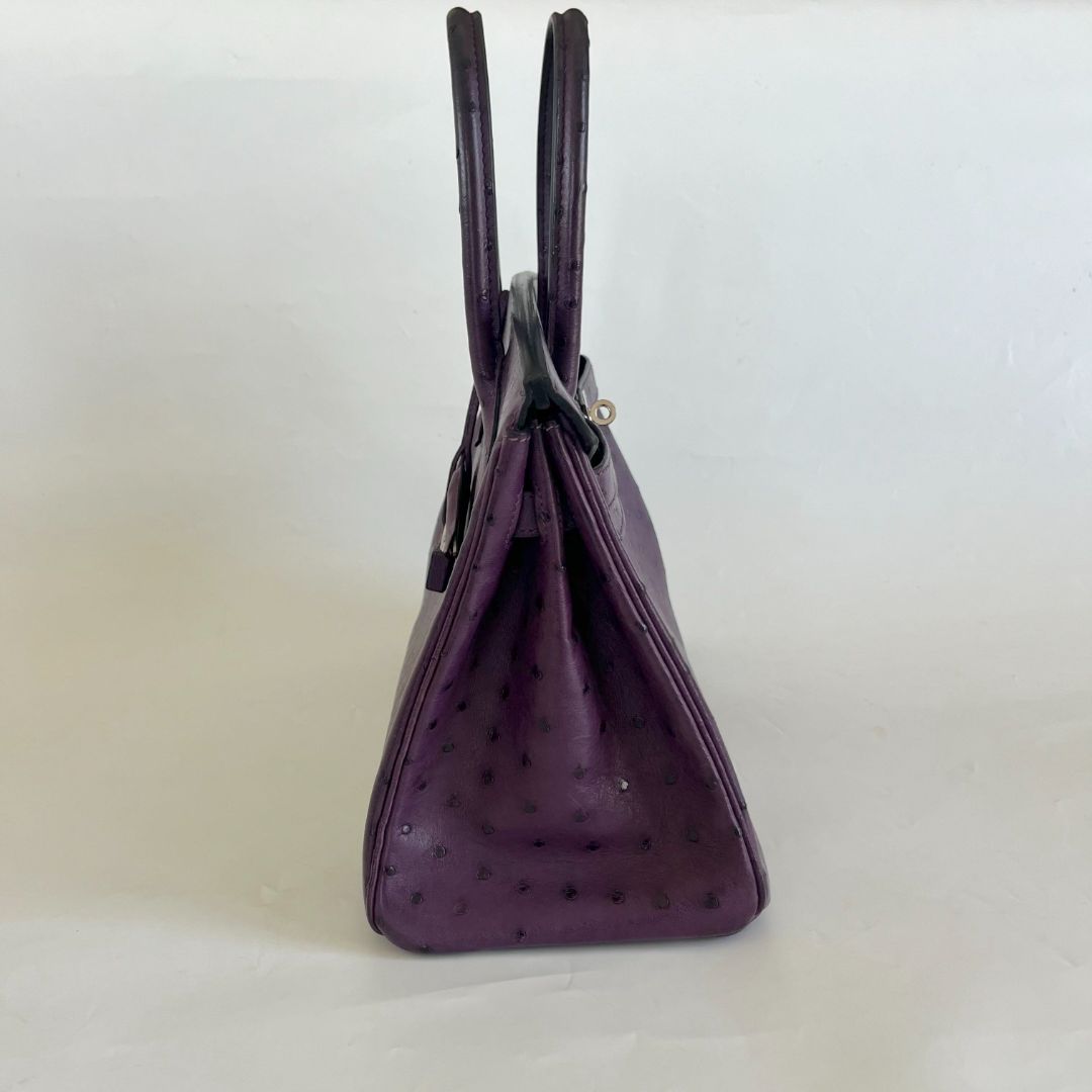 Hermès 30 Birkin Violet Ostrich Shoulder Bag