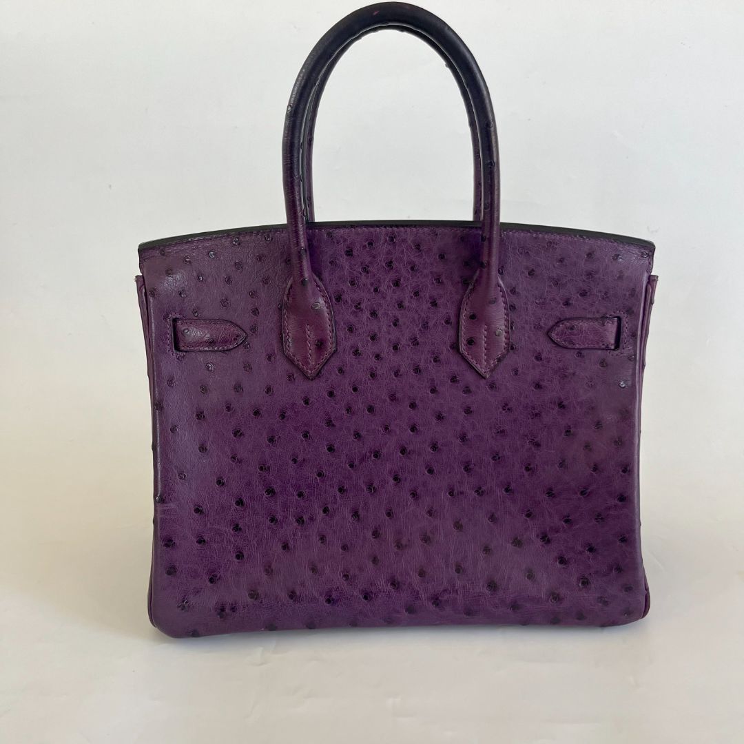 Hermès 30 Birkin Violet Ostrich Shoulder Bag