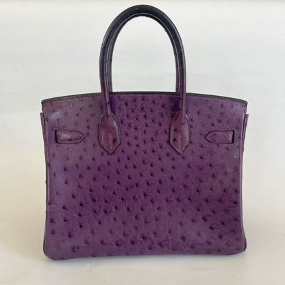 Hermès 30 Birkin Violet Ostrich Shoulder Bag