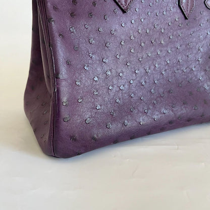 Hermès 30 Birkin Violet Ostrich Shoulder Bag