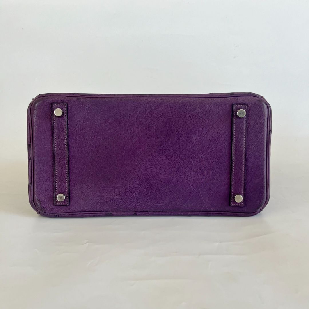 Hermès 30 Birkin Violet Ostrich Shoulder Bag