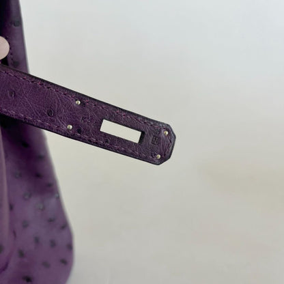 Hermès 30 Birkin Violet Ostrich Shoulder Bag