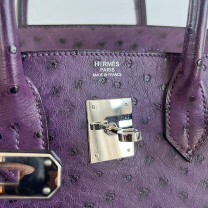 Hermès 30 Birkin Violet Ostrich Shoulder Bag