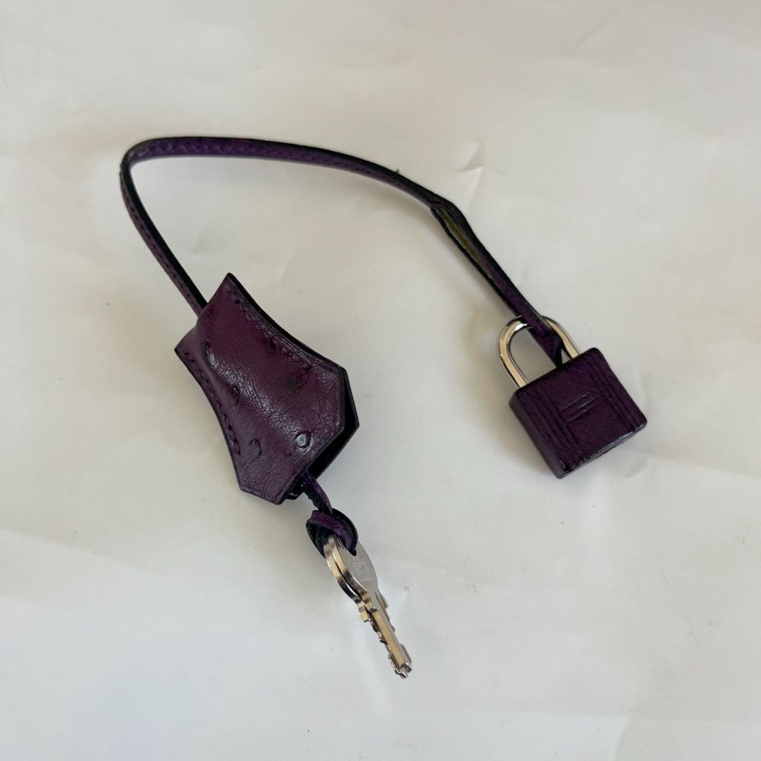 Hermès 30 Birkin Violet Ostrich Shoulder Bag