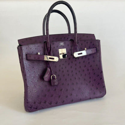 Hermès 30 Birkin Violet Ostrich Shoulder Bag