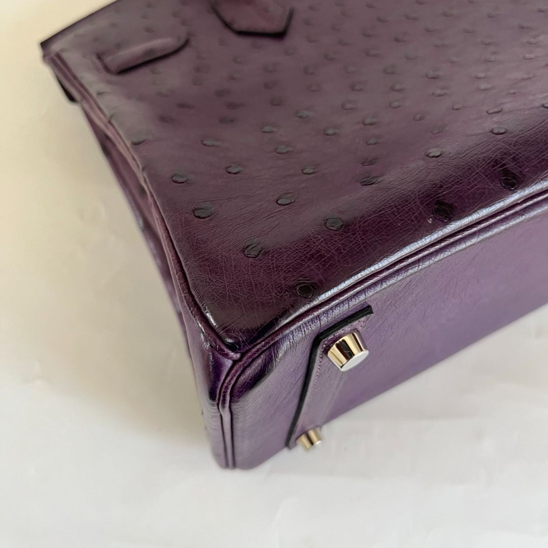Hermès 30 Birkin Violet Ostrich Shoulder Bag