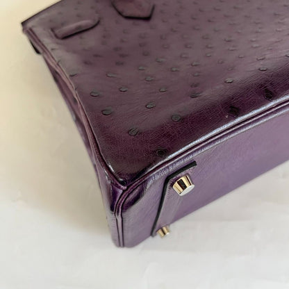 Hermès 30 Birkin Violet Ostrich Shoulder Bag