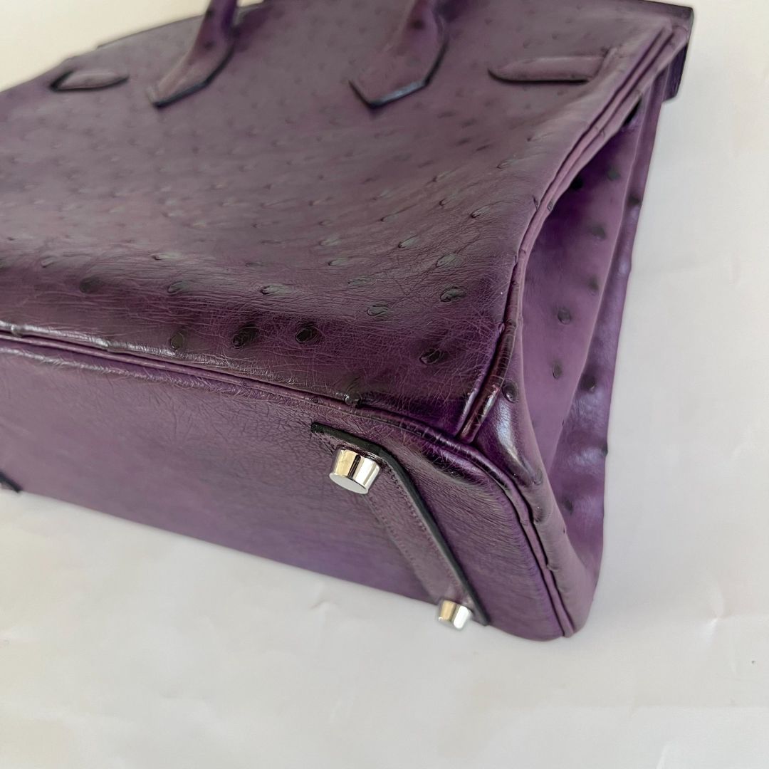 Hermès 30 Birkin Violet Ostrich Shoulder Bag