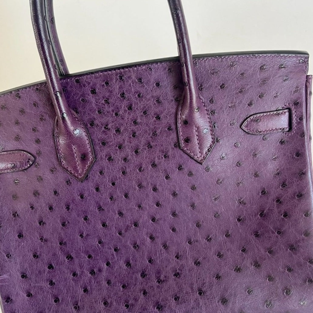 Hermès 30 Birkin Violet Ostrich Shoulder Bag