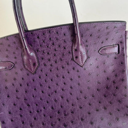 Hermès 30 Birkin Violet Ostrich Shoulder Bag