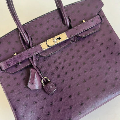 Hermès 30 Birkin Violet Ostrich Shoulder Bag