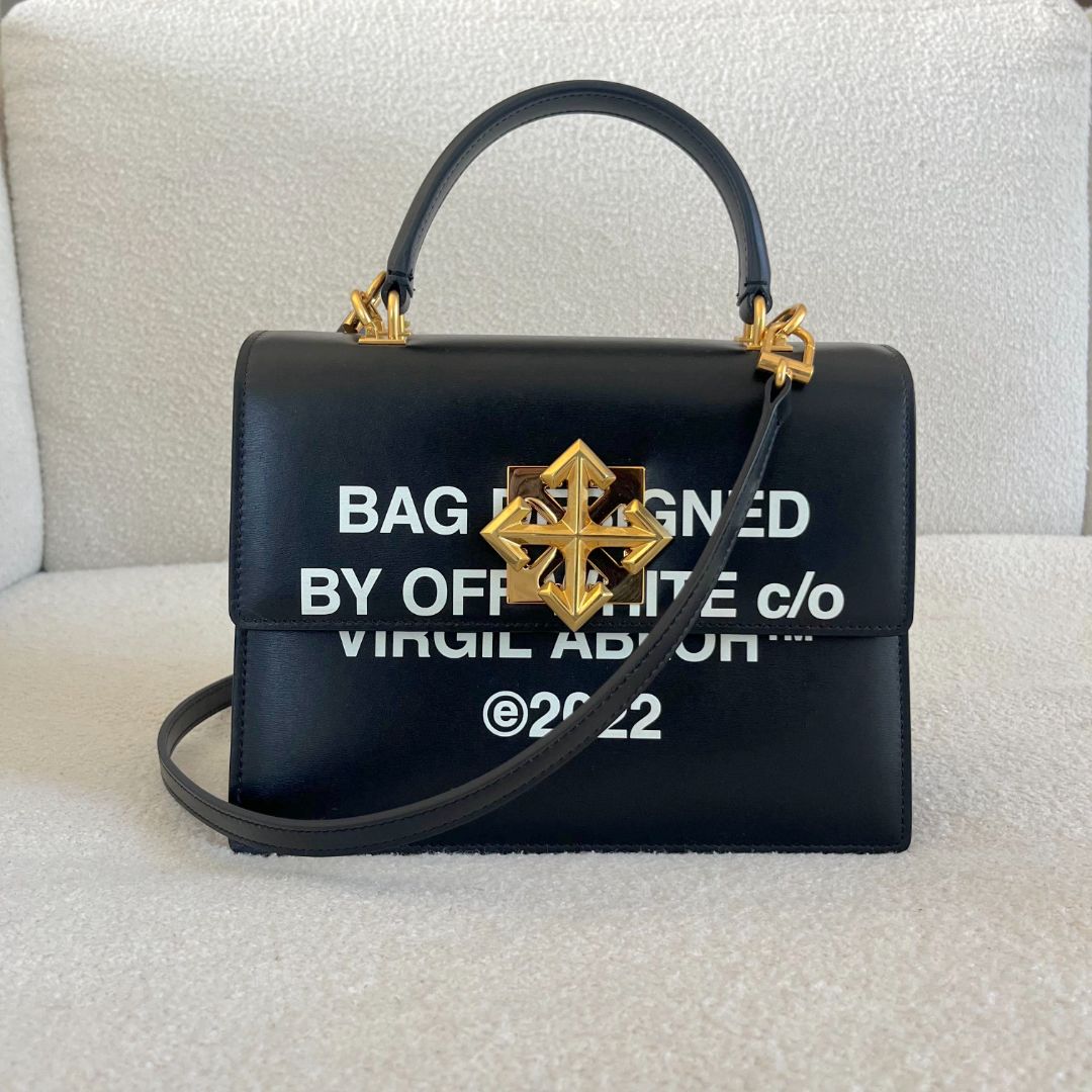 Off-White Printed Jitney Top-Handle Bag