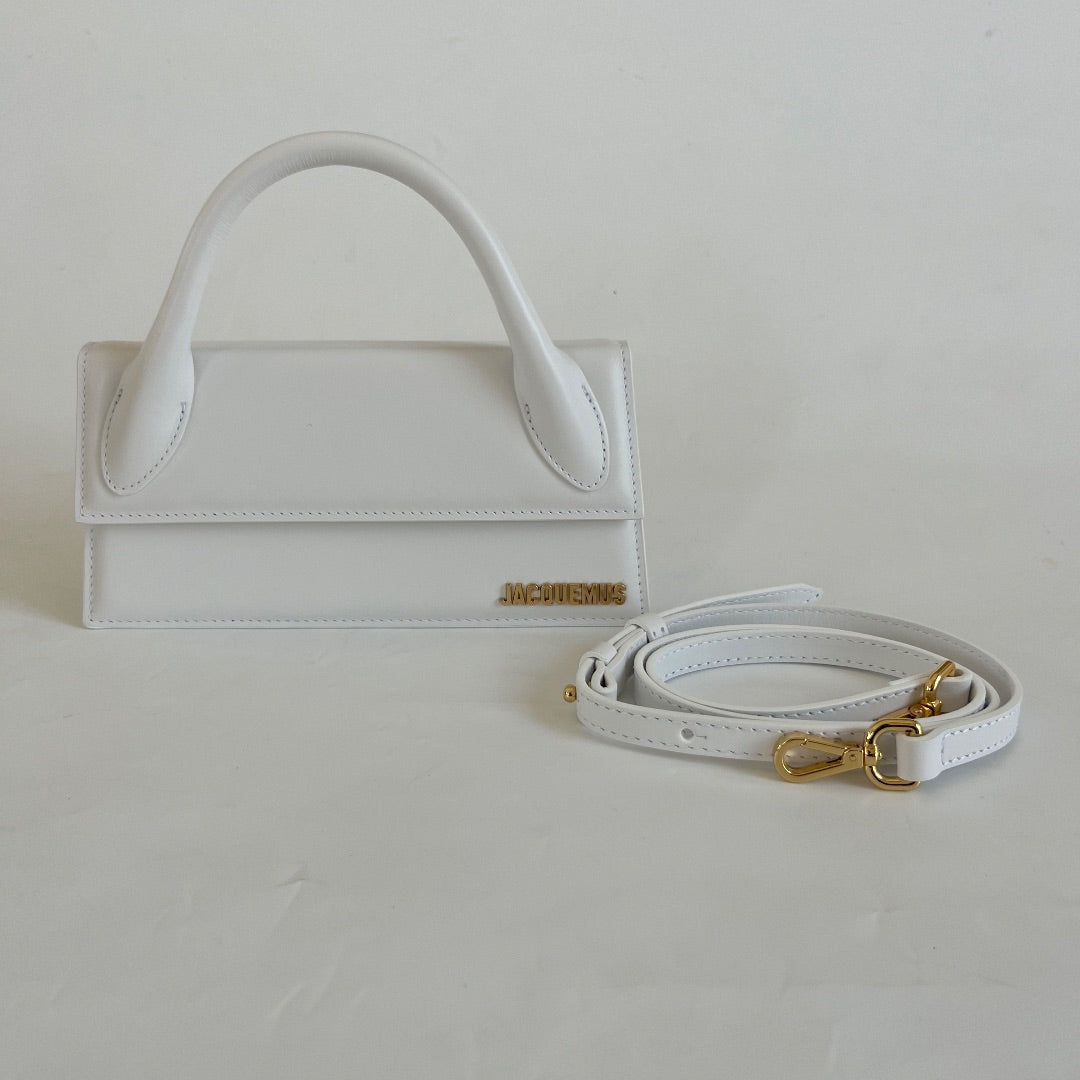 Jacquemus Le Chiquito Long White Bag in Leather.