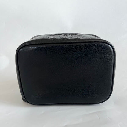 Chanel Black Caviar Leather Vanity Vintage Top Handle Bag
