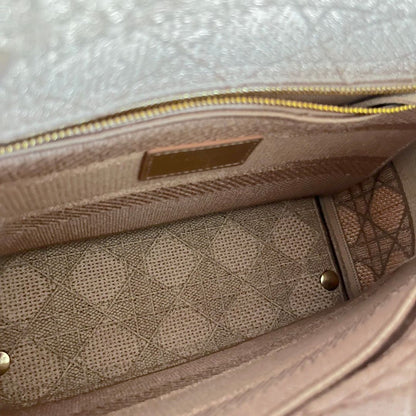 Christian Dior pink cannage stitch crystal embellished lady dior bag