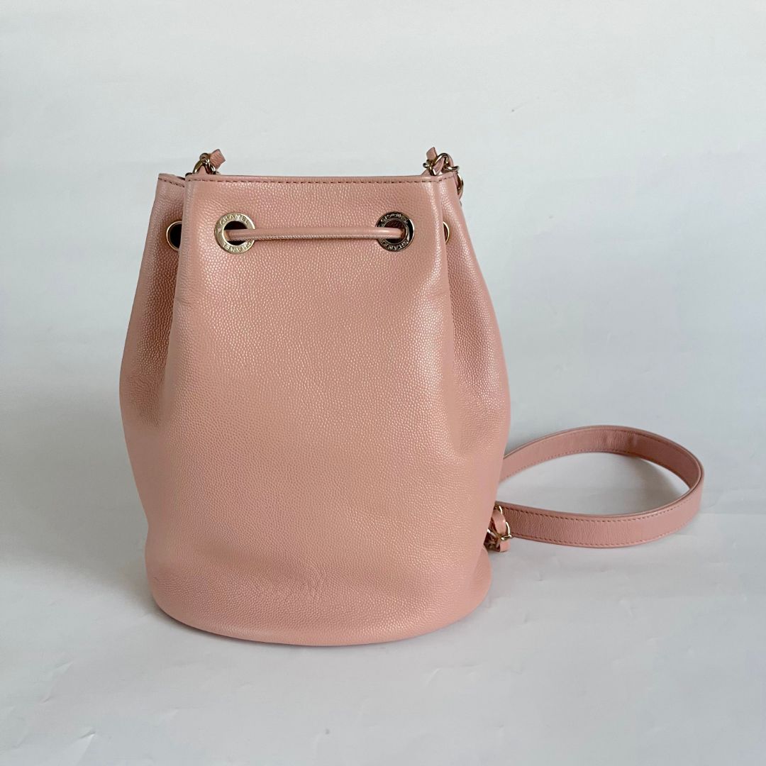 Chanel Pink Chanel Deauville Drawstring Bucket Bag