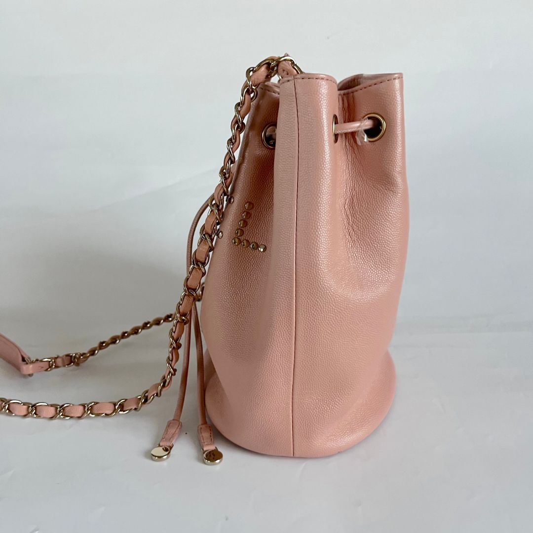 Chanel Pink Chanel Deauville Drawstring Bucket Bag