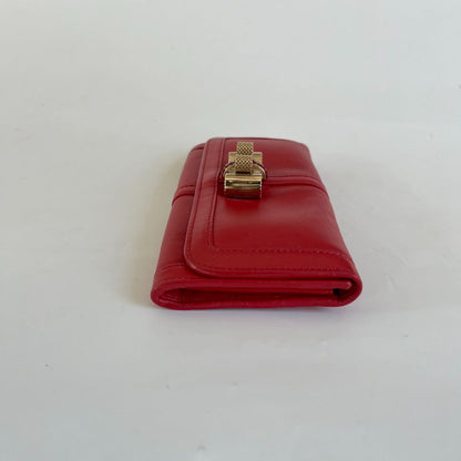Christian Louboutin red leather bow flap long wallet