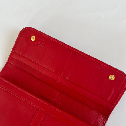 Christian Louboutin red leather bow flap long wallet