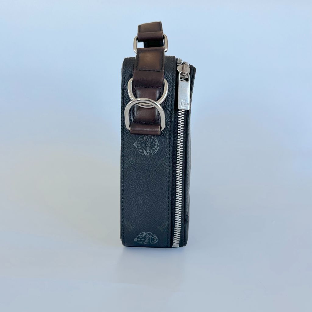 Berluti Nino Canvas and Leather clutch messenger bag