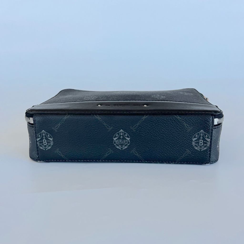 Berluti Nino Canvas and Leather clutch messenger bag