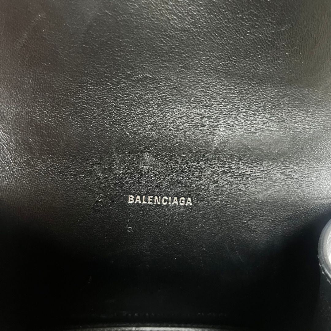 Balenciaga Hourglass Graffiti XS Black with white print shoulder bag