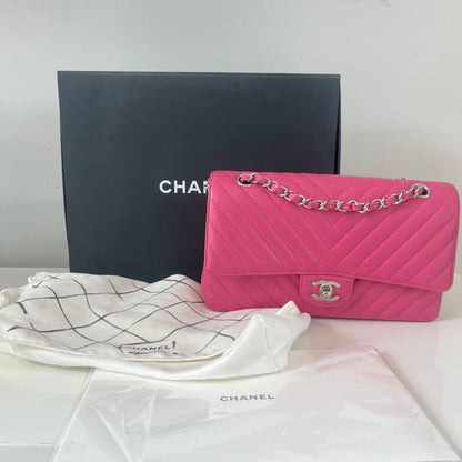 Chanel Caviar Leather chevron Pink Double Flap Bag