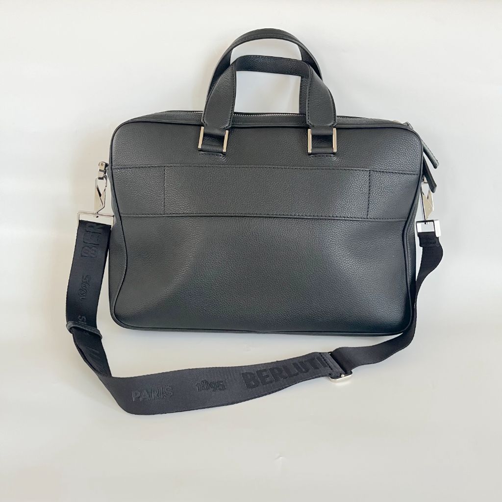 Berluti green leather top handle brief case