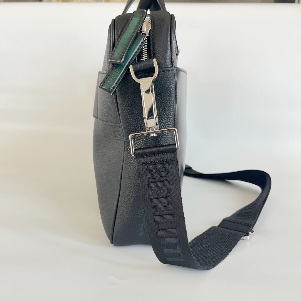 Berluti green leather top handle brief case
