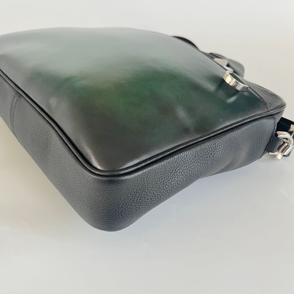 Berluti green leather top handle brief case