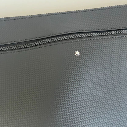 Mont Blanc black leather zip laptop bag