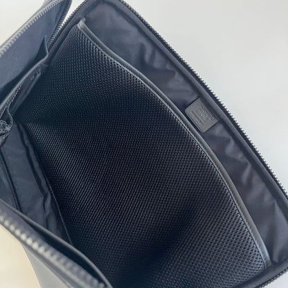 Mont Blanc black leather zip laptop bag