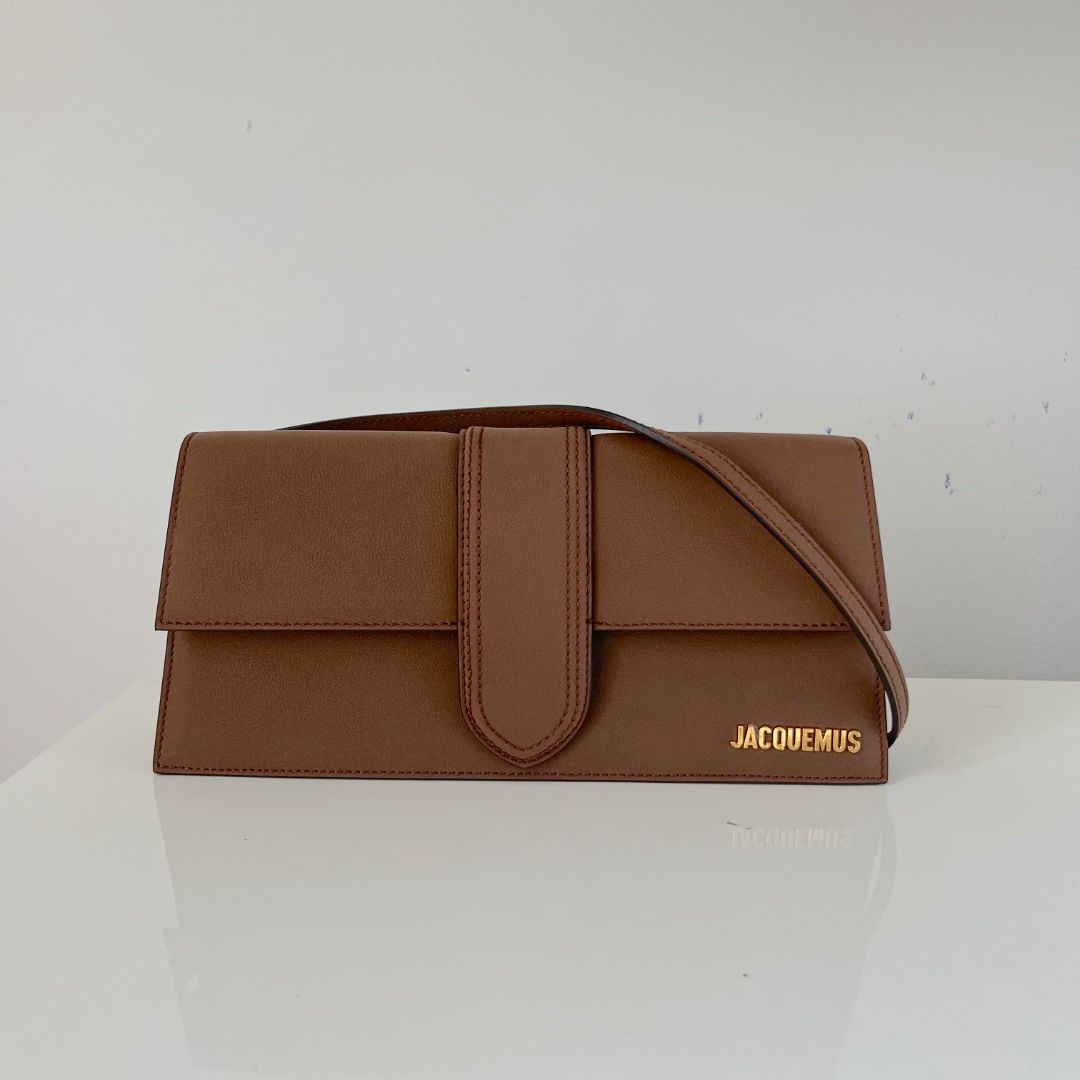Jacquemus La Bambino long brown suede shoulder bag