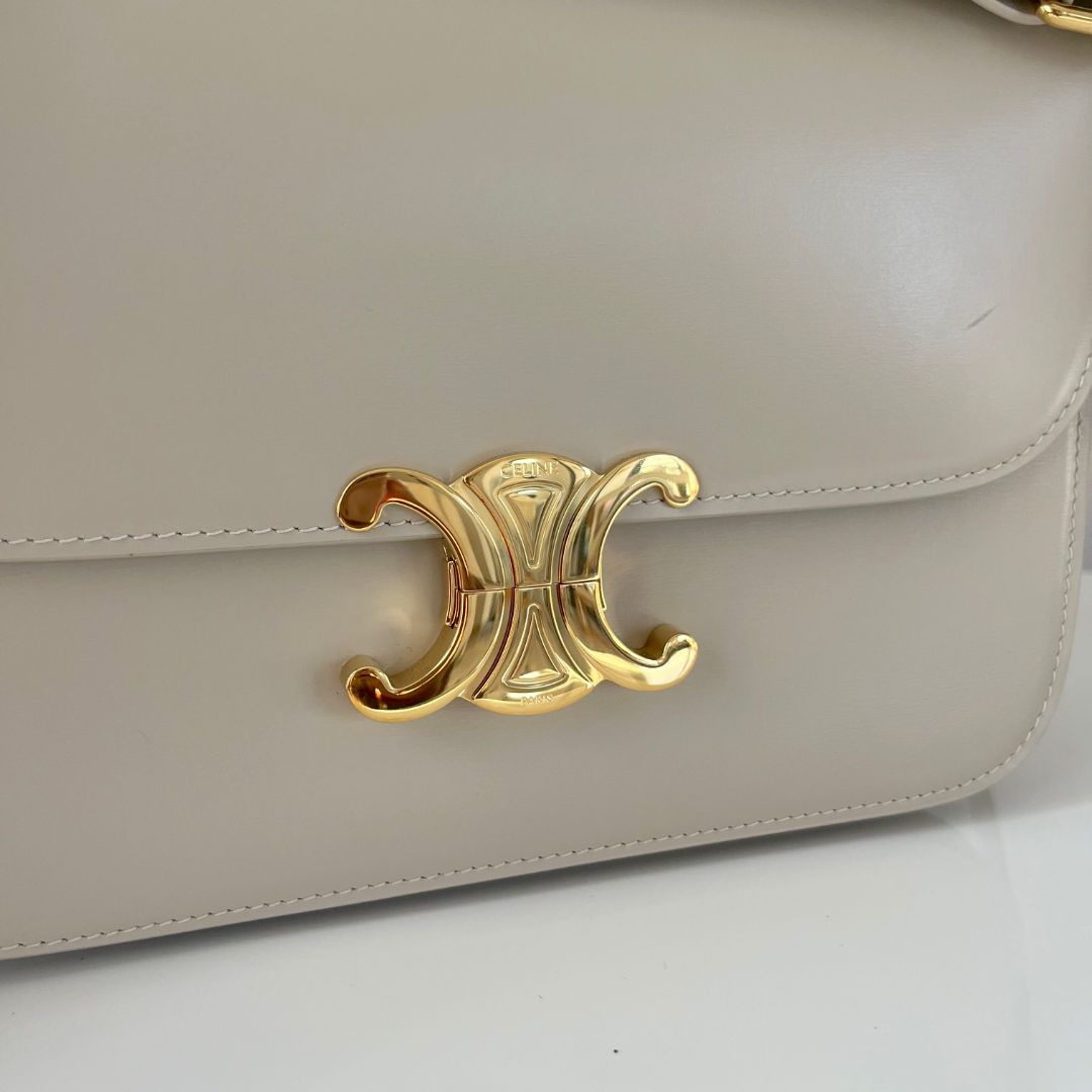 Celine Triomphe Classic Pale beige Flap Bag