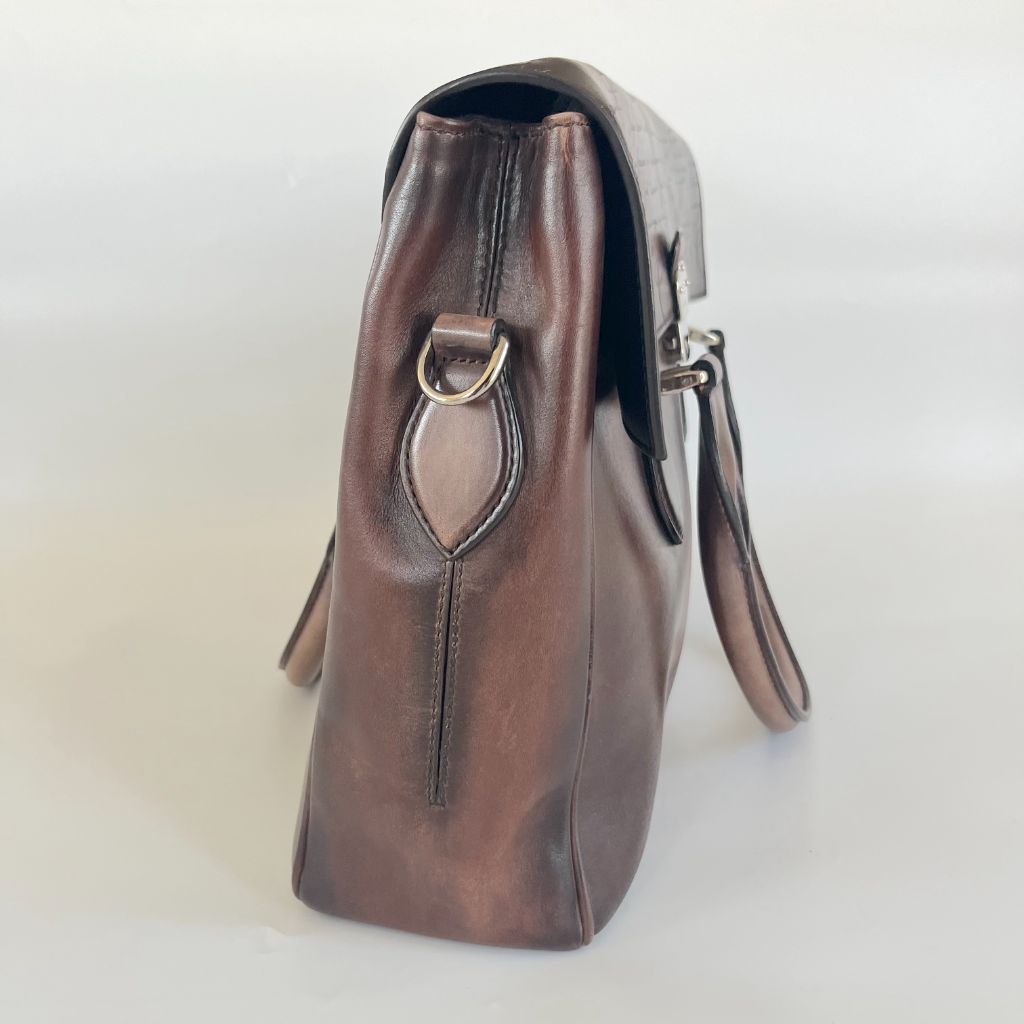 Berluti Brown Scritto Leather Un Jour Briefcase Bag