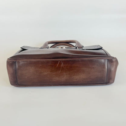 Berluti Brown Scritto Leather Un Jour Briefcase Bag